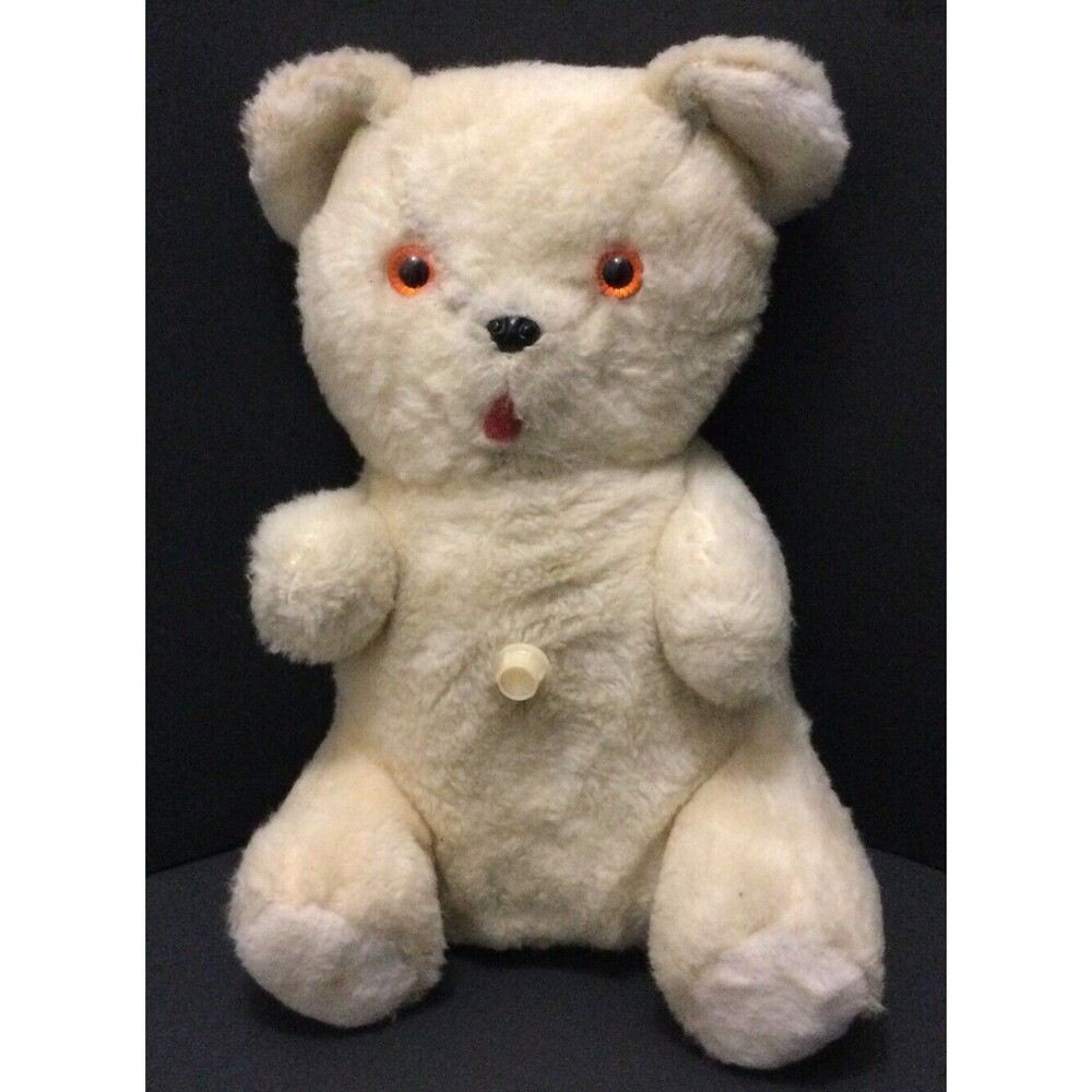 VINTAGE 1975 Rushton CREME TEDDY BEAR Heartbeat SOUND STUFFED ANIMAL PLUSH WORKS